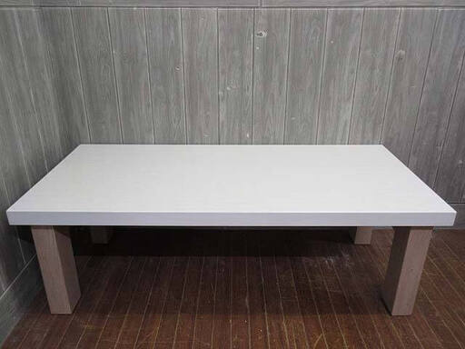 ss4724　ラシック　センターテーブル　白　木目調　鏡面仕上げ　LA CHIC　エルク　ローテーブル　ホワイト　110×50cm　シンプル　スクエア　長方形　モダン