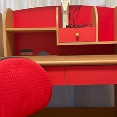 学習机　赤色　椅子付き　無料