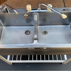 業務用 2槽シンク 幅90/×奥450×高さ765(mm) 流し台 厨房機材 キッチン 手洗い場 厨房機器 店舗用品 大阪 2層シンク ホース新品交換済 業務用 2槽シンク 幅90/×奥450×高さ765(mm) 流し台