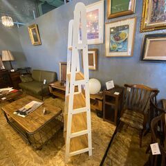 5段ラダーシェルフ　ホワイト×ナチュラル●BA01G074