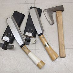 G-13】古道具再生(斧)+アウトドアナイフ セット 鉈 剣鉈 斧薪割り