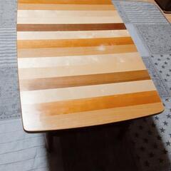 天然木折りたたみテーブル  スクエアローテーブル(棚板付き)  

