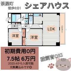 松屋町シェアハウス【猫飼育可能】2023年４月入居者募集