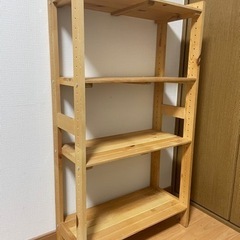 (受取決定済)【美品】木製ラック4段(天然木/赤松)