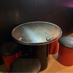 【ネット決済】ドラム缶テーブルセット　（残りワンセット）