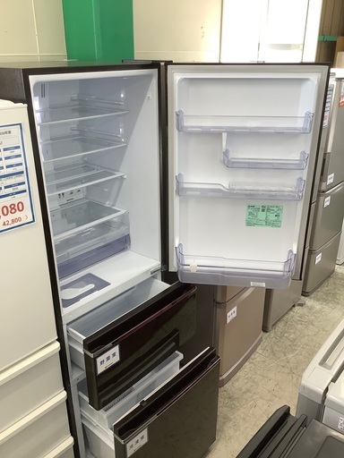 木目 大型冷蔵庫 自動製氷機能 21年 三菱 3ドア MR-CX37F 365L冷凍庫