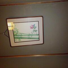 水彩画 竹に椿の花 額入り 富田幸二郎家の作品