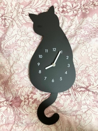 ニトリ　掛け時計 黒猫
