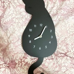 ニトリ　掛け時計 黒猫