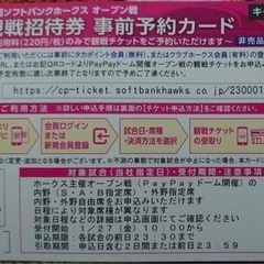 福岡ソフトバンクホークス 2023オープン戦 観戦チケット引換券
