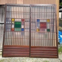 【ネット決済】デザインガラス ヴィンテージ レトロ 室内ドア 引...