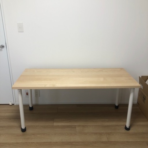 【IKEA】140×60 テーブル　MÅLSKYTT モルシット / OLOV オーロヴ デスク, バーチ/ホワイト, 140x60 cm