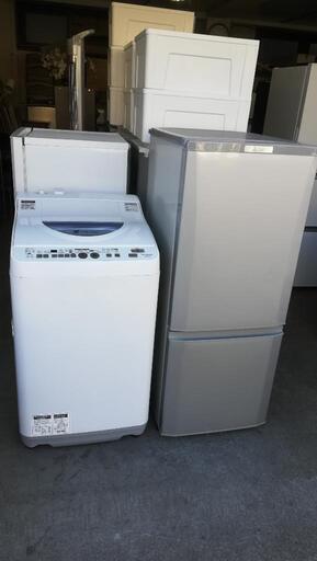 セットNO.57　配送と設置は無料です！激安セット　三菱冷蔵庫146L＋シャープ洗濯乾燥機5.5kg