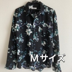 【WEGO】花柄シャツ Mサイズ 総柄 黒 白