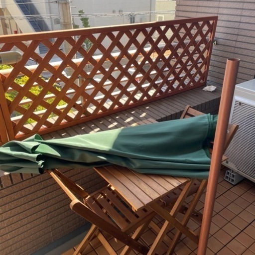 木目調パラソルセット