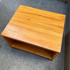 天然木　チーク材　無垢　キューブ型　サイドテーブル　