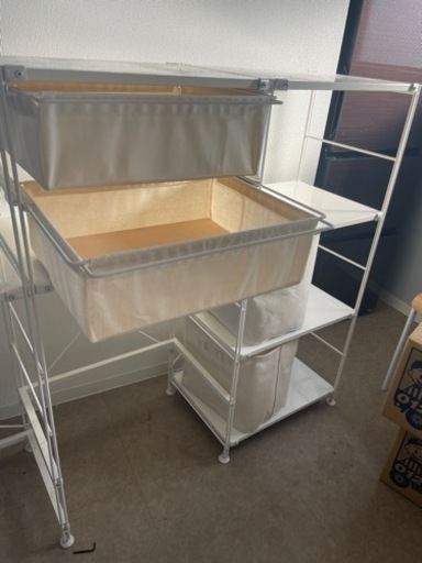 収納家具 無印良品シェルフ 白 引き出し+BOX付き