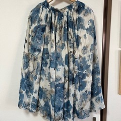 フラワー 花柄 ロングスカート ブルー