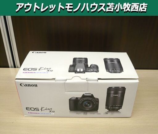 新品 Canon EOS Kiss X10 デジタル一眼レフ EF-S 18-55 IS EF-S 55-250 IS STM kit ブラック 世界最軽量 液晶モニター搭載 Bluetooth キャノン 苫小牧西店