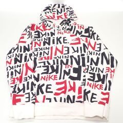 AB040 ナイキ NIKE 総文字柄パーカー 刺繍ロゴ XL