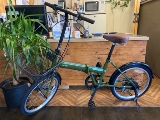 前後タイヤ・後輪チューブ新品！】6段変速 20インチミニベロ モスグリーン