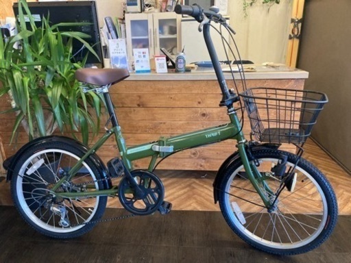 前後タイヤ・後輪チューブ新品！】6段変速 20インチミニベロ モスグリーン