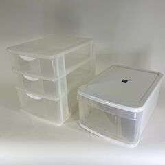 【無料】3段収納ケースと小型収納ボックス×４　白