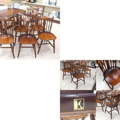 キツツキマーク 6人掛けダイニングセット 伸長ダイニングテーブル 椅子6脚 アンティーク調 屯田店