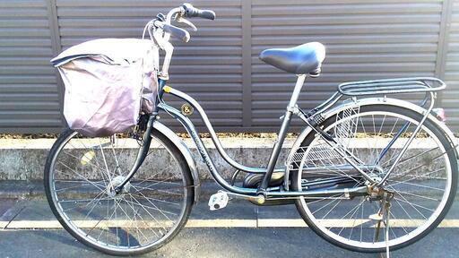 26インチ自転車 メタリックブルー ステンレスパーツ多用