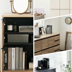 【魅せる収納】キャビネットブラック サイドボード チェスト リビング収納 キャビネット 北欧 サイドボード