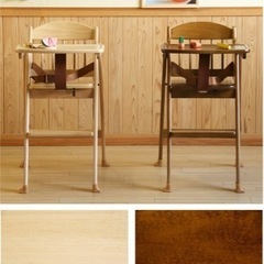 日本製「木製ワンタッチハイチェア [テーブル＆腰ベルト付き]」