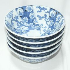 藍染蔵　麺鉢　5客　美濃焼　壯師 うどん　ラーメン　新品　537