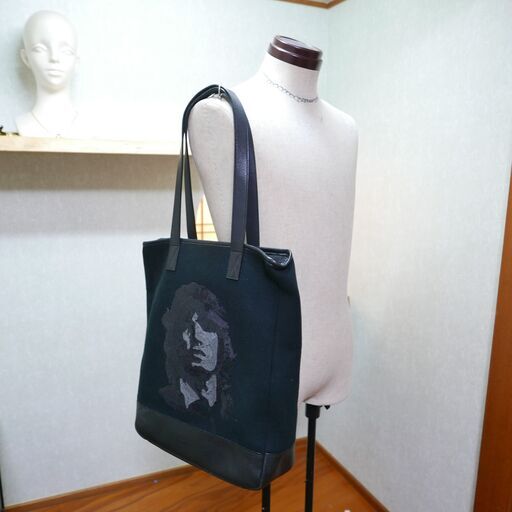 希少廃盤品　ダルタンボナパルト トートバッグ スパンコール ロゴ刺繍 ブラック　チャック破損訳アリ