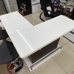 HJ336【中古】カウンターテーブル 食器棚 収納付き 椅子2脚セット