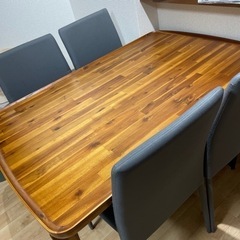 【受渡決定】天然木ダイニングテーブル　椅子4脚　テーブル元値67...