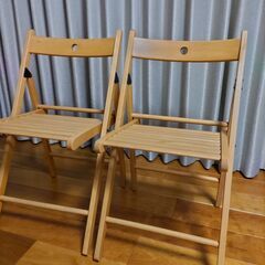 IKEA 木製折りたたみ椅子 2脚