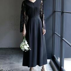 【最終処分】結婚式　お呼ばれドレス　ロングドレス　黒