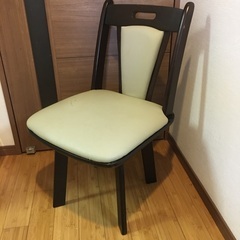 木製　回転チェア　椅子　牛革　革製　茶色　ブラウン