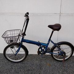 折り畳み自転車 20インチ　青　かご付き