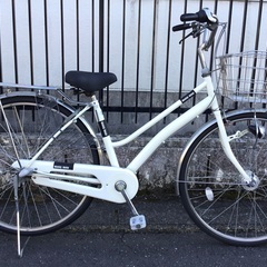 使用少・美品車＞シティサイクル・27インチ自転車・ホワイト・内装3段