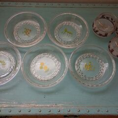 さしあげます！！昭和レトロ食器ガラス皿お茶グラス