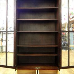 北海道民芸家具 本棚 書棚 収納棚 キャビネット 飾り棚 民芸調家具 本棚 書棚 キャビネット 幅88×奥40×高177cm 飾り棚 ラック