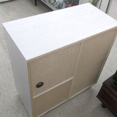 キッチンキャビネット 80cm ミドルレンジボード ホワイト系 木目調  電子レンジ 収納  札幌市北区屯田