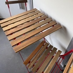 IKEA 屋外用 テーブル•イス 2脚(赤) ※3/13までに引...