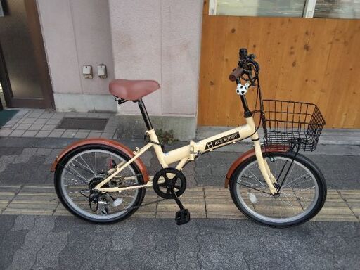 美品☆ACE BUDDY[エースバディ]20吋 折り畳み自転車 外装6段/イエローxブラウン