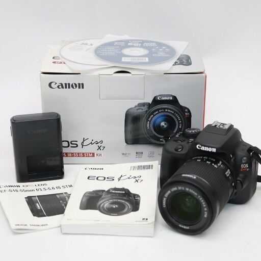 099)【美品】Canon キヤノン EOS Kiss X7 レンズセット EF-S 18-55mm F=3.5-5.6 IS STM EOSバッグ付き 元箱