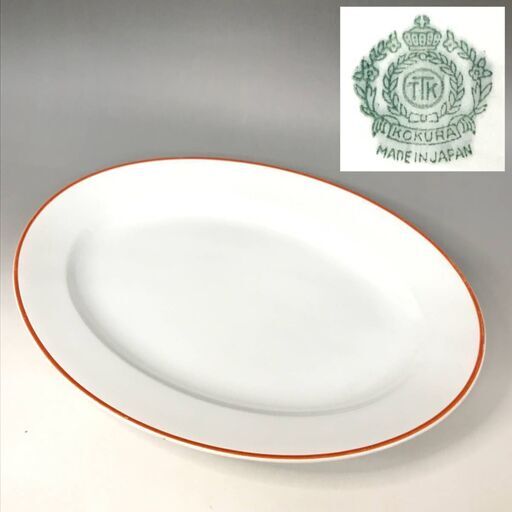 BF3/10　東洋陶器 KOKURA 楕円 大皿 戦前 王冠マーク ビンテージ レトロ 皿 アンティーク 小倉 KOKURA WARE 東洋陶器會社