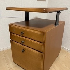 maruni サイドテーブル 引き出し　鍵付き　袖机　キャスター付　マルニ家具 マルニ木工】キャビネット サイドワゴン デスクワゴン