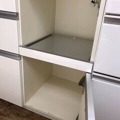 パモウナ　レンジボード　キッチンボード　おしゃれ　大容量　ファミリータイプ　収納力抜群　ホワイト　クリーニング済み　貝塚市　二色浜