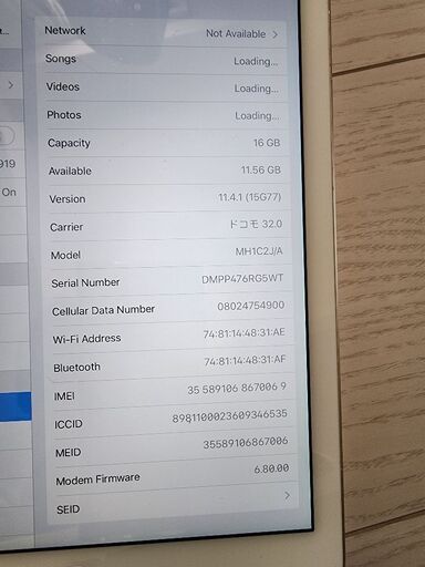 Ipad Air 2 16GB wifi+セルラーモデル (docomo)